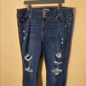 Women's Distressed Blue Jeans